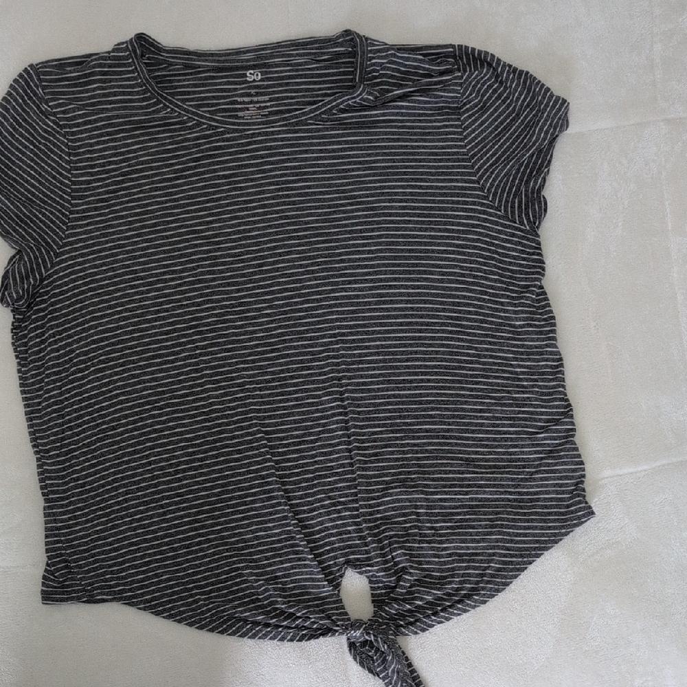 Striped Black and Gray Women's Top xl